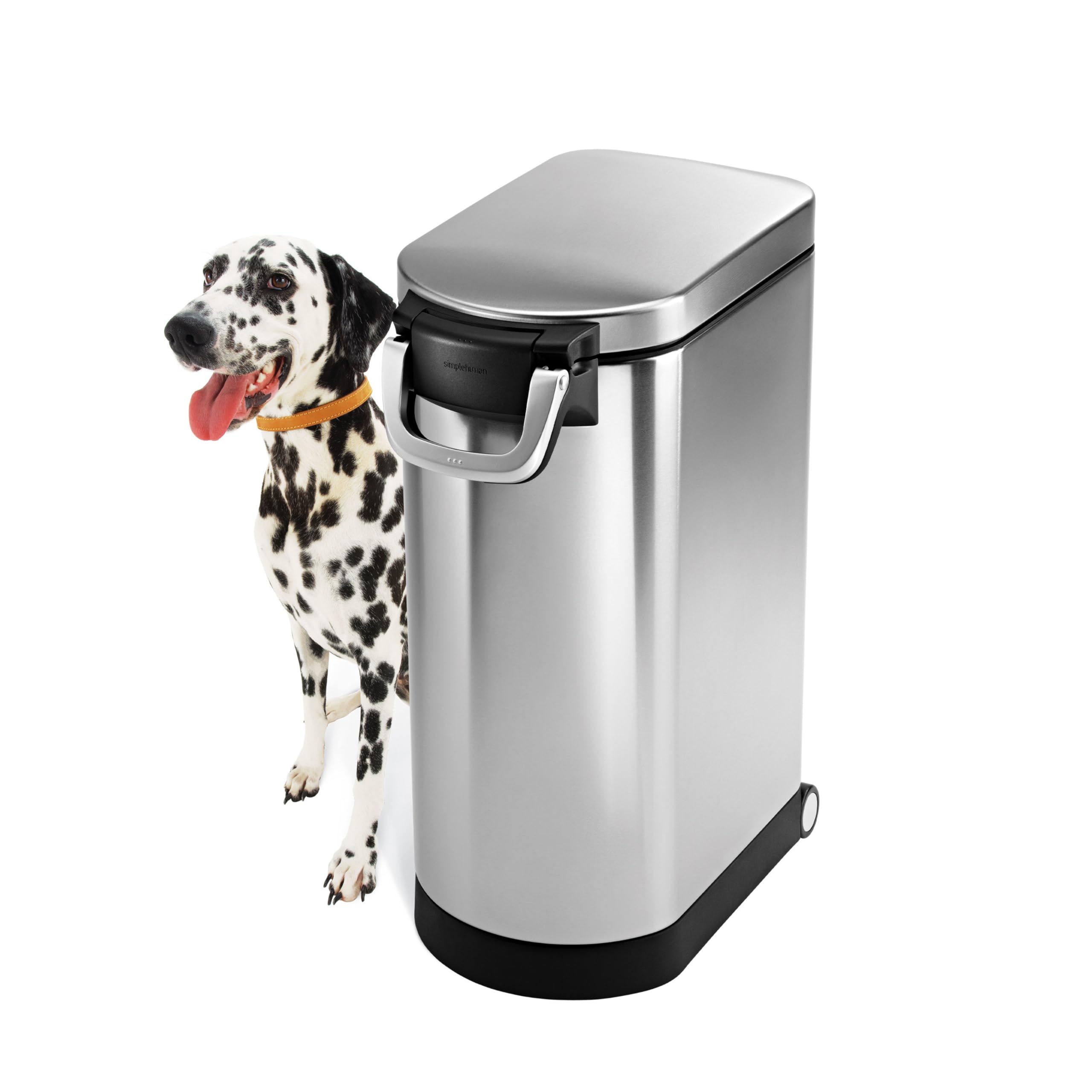CW1889 35L 18KG Extra Large Pet Dog Dry Food Storage Container Bin, Lid-Mounted Measuring Scoop, Airtight Seal, Pet-Proof Lock, Removable BPA-Free Inner Bucket, Brushed Stainless Steel