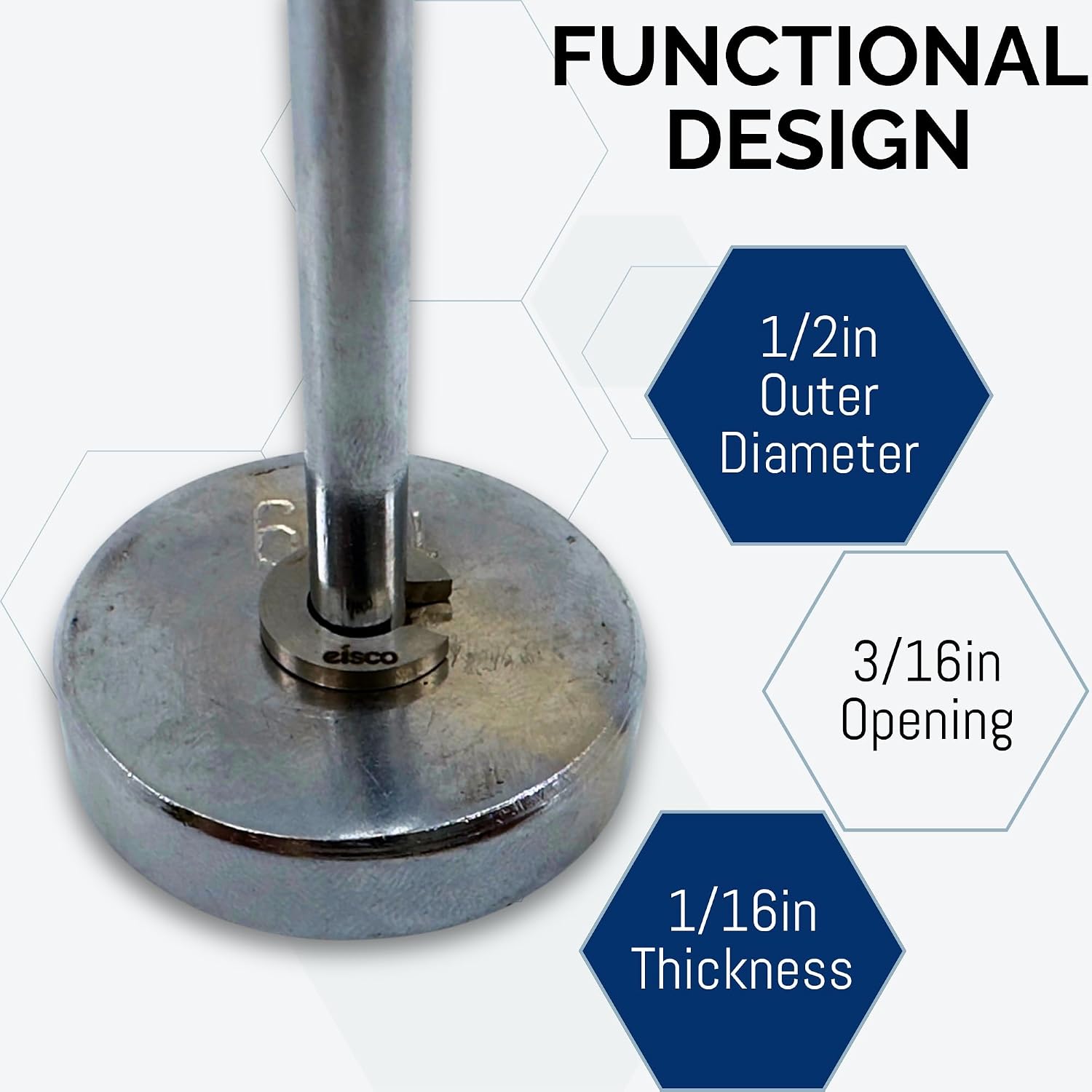 Eisco Labs - Spare 1g Slotted Mass - Stainless Steel, Precision Weight with 1/2" Outer Diameter, Slotted Design for Lab & Physics Experiments, Pack of 10