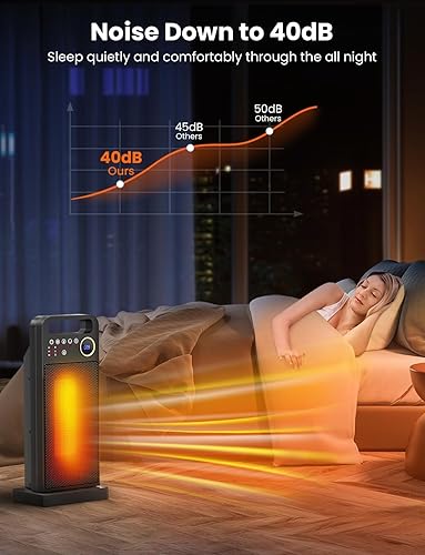 Miniatura 7 de merloly - Calentadores de espacio para uso en interiores, calentador portátil de cerámica PTC de 1500 W con termostato, oscilación de 80, 5 modos,