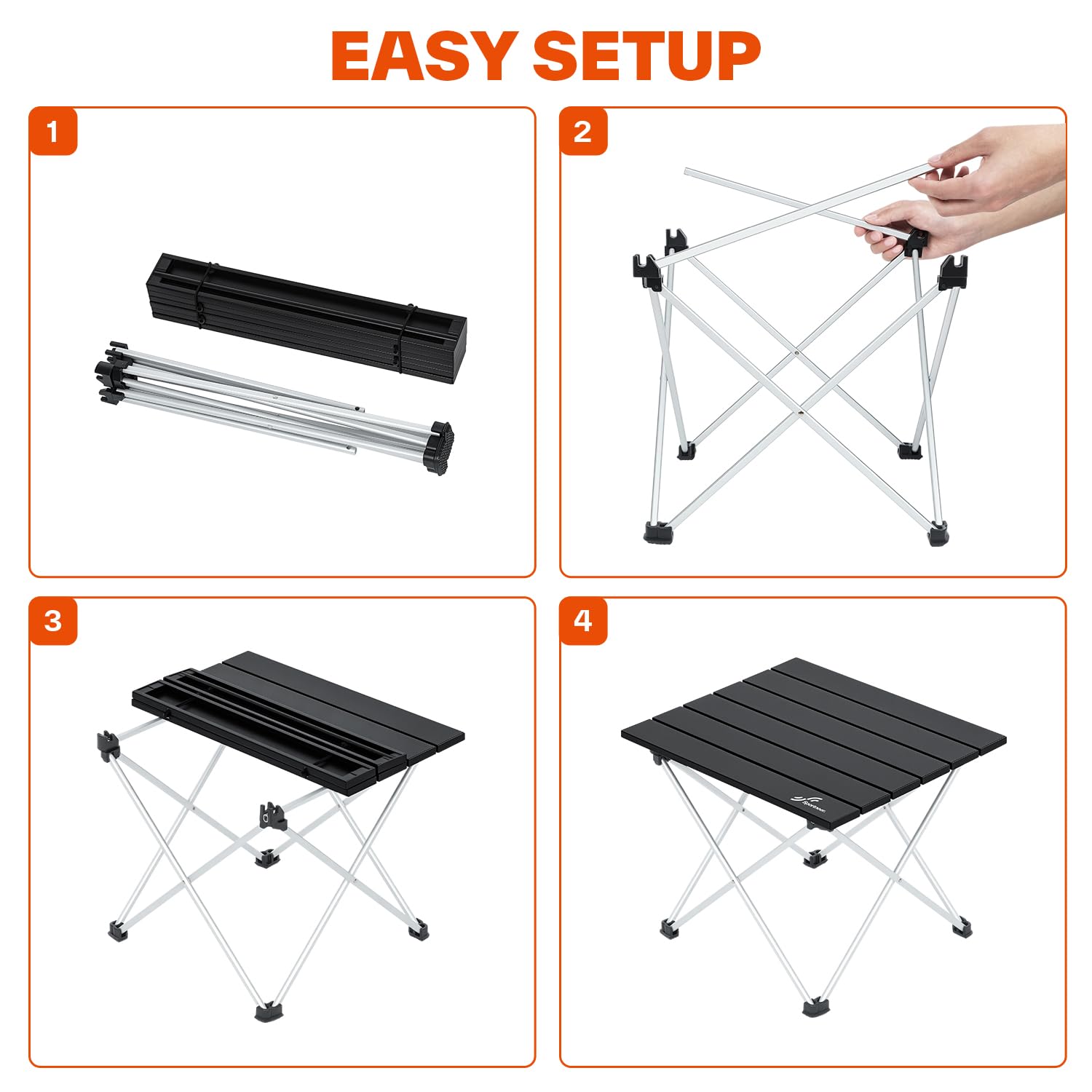 Sportneer Campingtisch, Klapptisch Camping, Aluminium Camping Tisch Leichte mit Tasche, Leicht zu tragen, klappbar Tisch Präfekt für Picknick Kochen Garten Wandern Reisen, Ohne Abnehmbares Netz