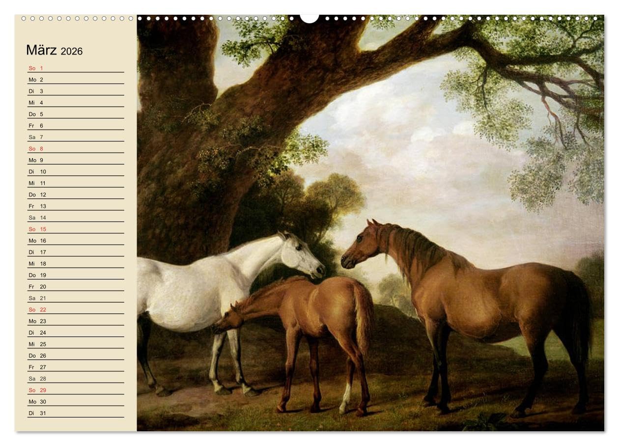 Pferde-Ölgemälde. Die Kunst der alten Meister (Wandkalender 2026 DIN A2 quer), CALVENDO Monatskalender: Beeindruckende Ölgemälde von großen Künstlern der Vergangenheit (CALVENDO Kunst)