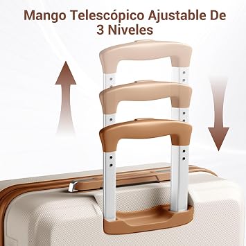 Kono Travel Suitcase Set 4 Pieces (12+20), with Cabin and Bag, Cream