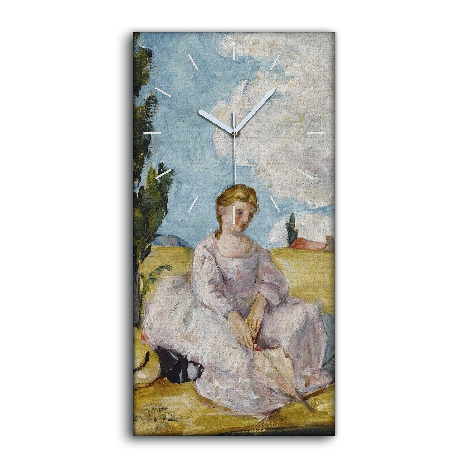 Horloge sur toile d'art moderne 30x60 cm - Impression premium avec aiguilles blanches