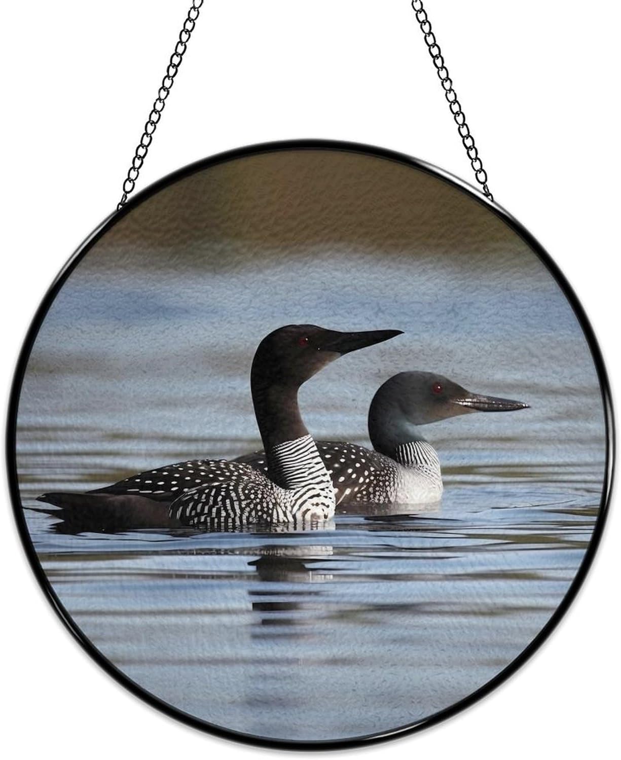 Stained Glass Hanging Sign Suncatcher, Loon Birds