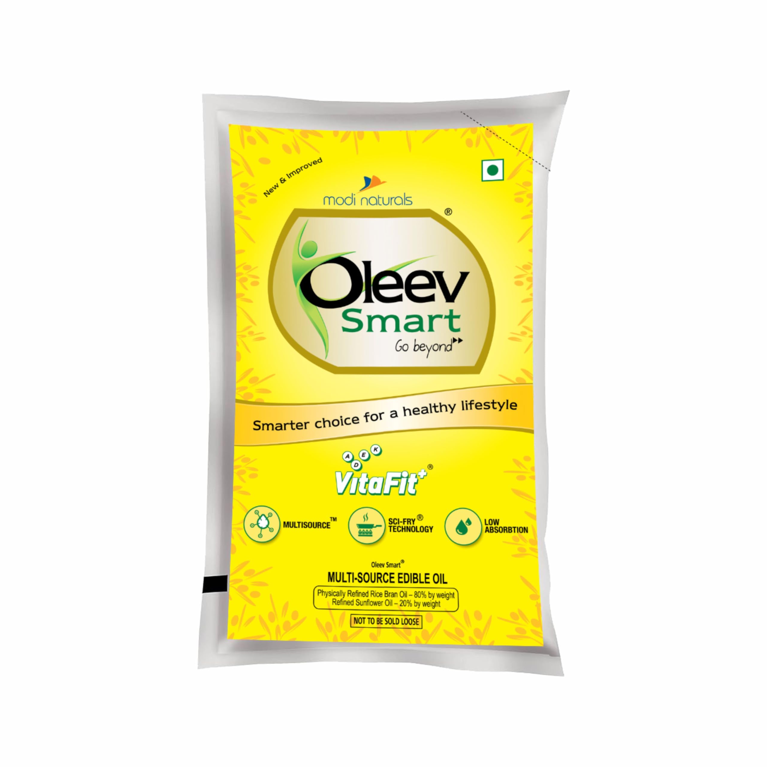 Oleev Smart Oil, Fortified with VIT A, D, E and K, 1L Pouch