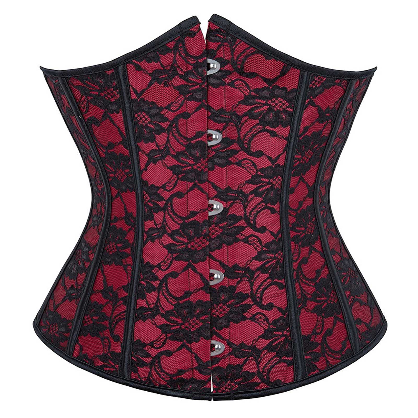 Triglicoleum Women's Red Corset Tummy Control Corset Top Medieval Clothing Stomach Corset Single Breasted Bustier Bandeau Shapewear Court Corset Top Festive Top Body Shaper Corsets & Bustiers For M
