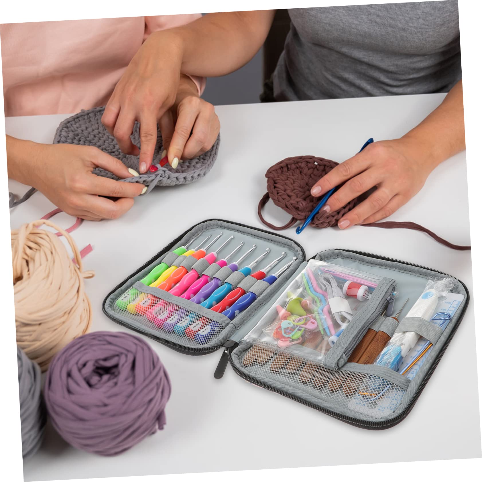 Kit de Crochet para Principiantes 47 Piezas, Agujas de Aleación de Aluminio Suaves Rebabas, Estuche de Lona para Manualidades