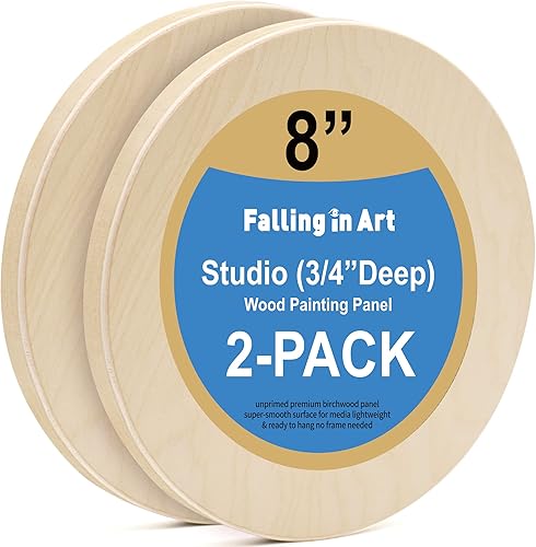 Miniatura 16 de Falling in Art Kit de paneles de lona de madera de abedul redondos sin terminar, 4 paquetes de 2 tamaños de 8 pies y 12 pies, 3/4 pulgadas