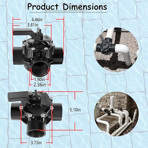 Miniatura 7 de Deecaray 4715 Válvula NeverLube de sello positivo de 3 puertos de 1-12 a 2 pulgadas, flujo de 170 GPM, adecuada para tuberías de PVC de 1-12" y 2"