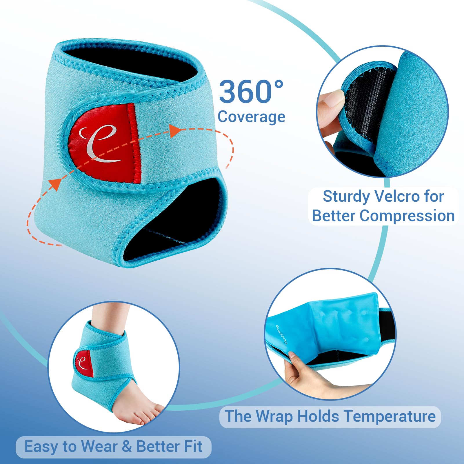 Ankle Ice Pack Wrap For Swelling, Foot Pain Relief, 2