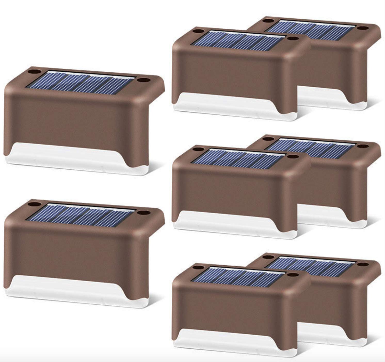 JHBOX Solar Deck Lights Outdoor 8 Pack, Waterproof Solar Fence Lights LED liights for Porch, Stair, Yard, Patio, Garden, Backyard, Pathway and Driveway (Warm White Lighting)