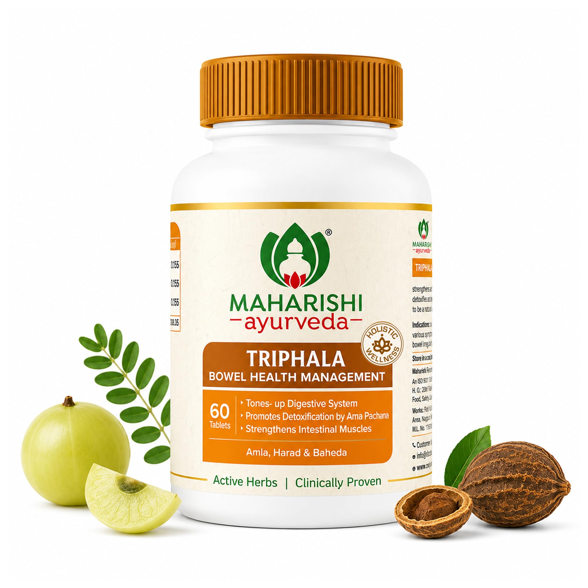 Maharishi Ayurveda Triphala Tablets Maharishi Ayurveda 1000 MG | Supports Healthy Digestion | Improves Bowel Wellness| Relieves Constipation | Pure Herbs Used |100% Ayurvedic | 60 Tabs (Pack of 1)