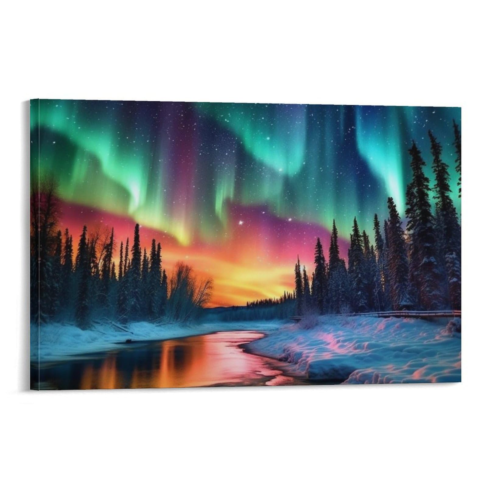 FOCCAR Artistic Northern Light Printed Canvas Posters Beautiful Aurora Borealis Scenery Nature Wall Decor for Living Rooms Bedroom Wall Art