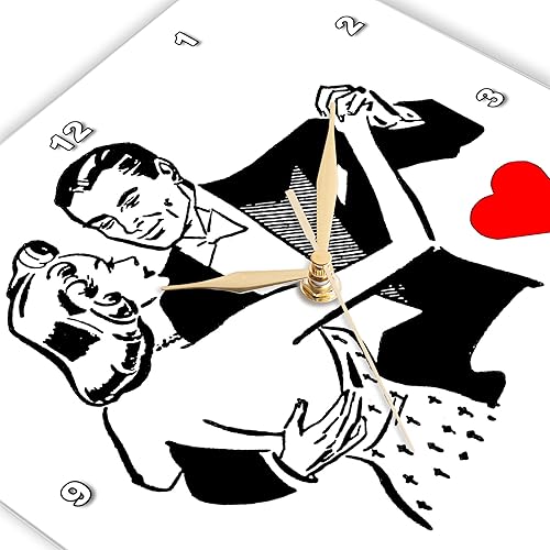 Miniatura 3 de 3dRose DPP_62200_1 Reloj de pared retro para pareja bailando en negro y blanco, 10 x 10 pulgadas