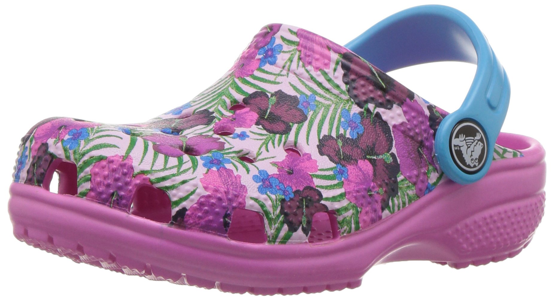 Crocs Kids' Classic Graphic K Clog, Multi Color/Pink, 3 M US Little Kid