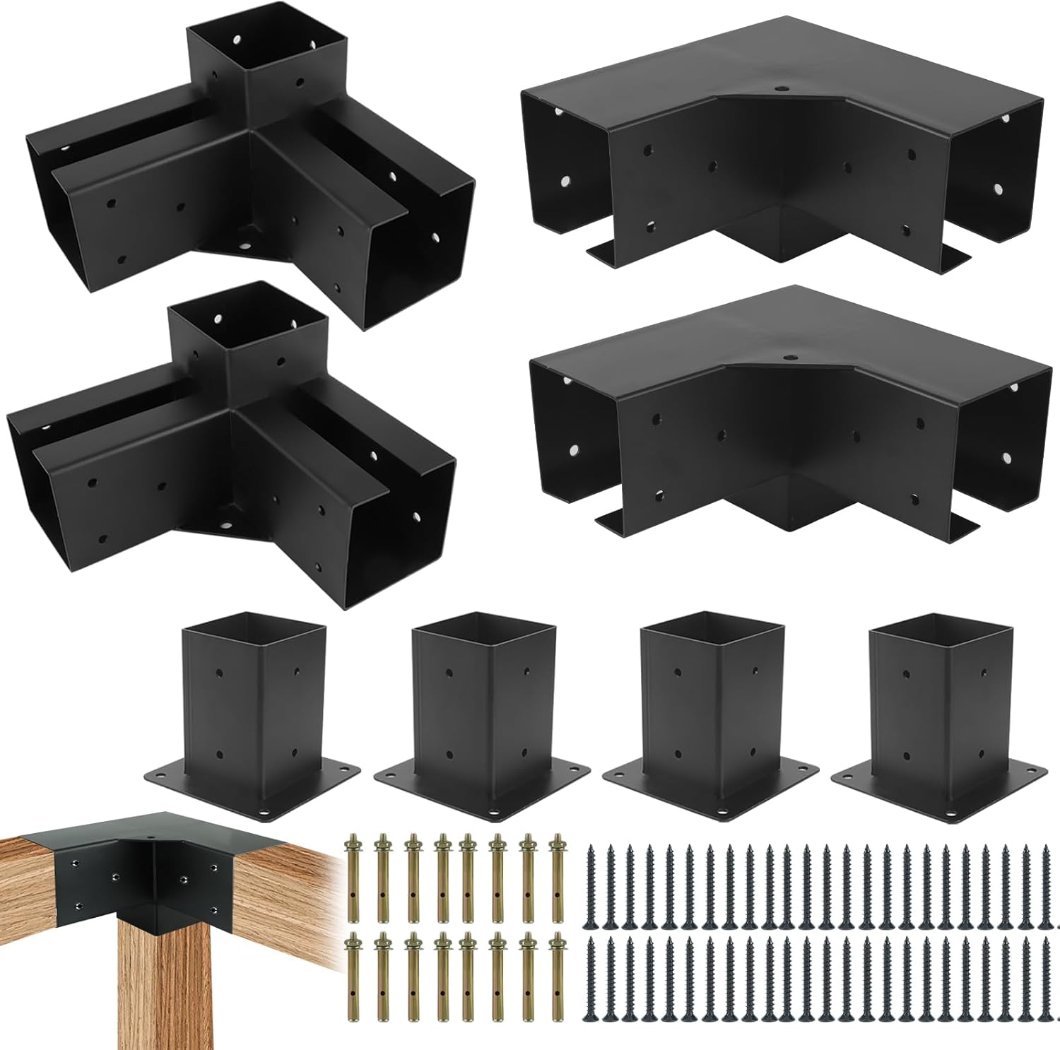 Pergola Gazebo BracketsKit 4x4 Yzzwer 3Way DIY Pergola Right Angle