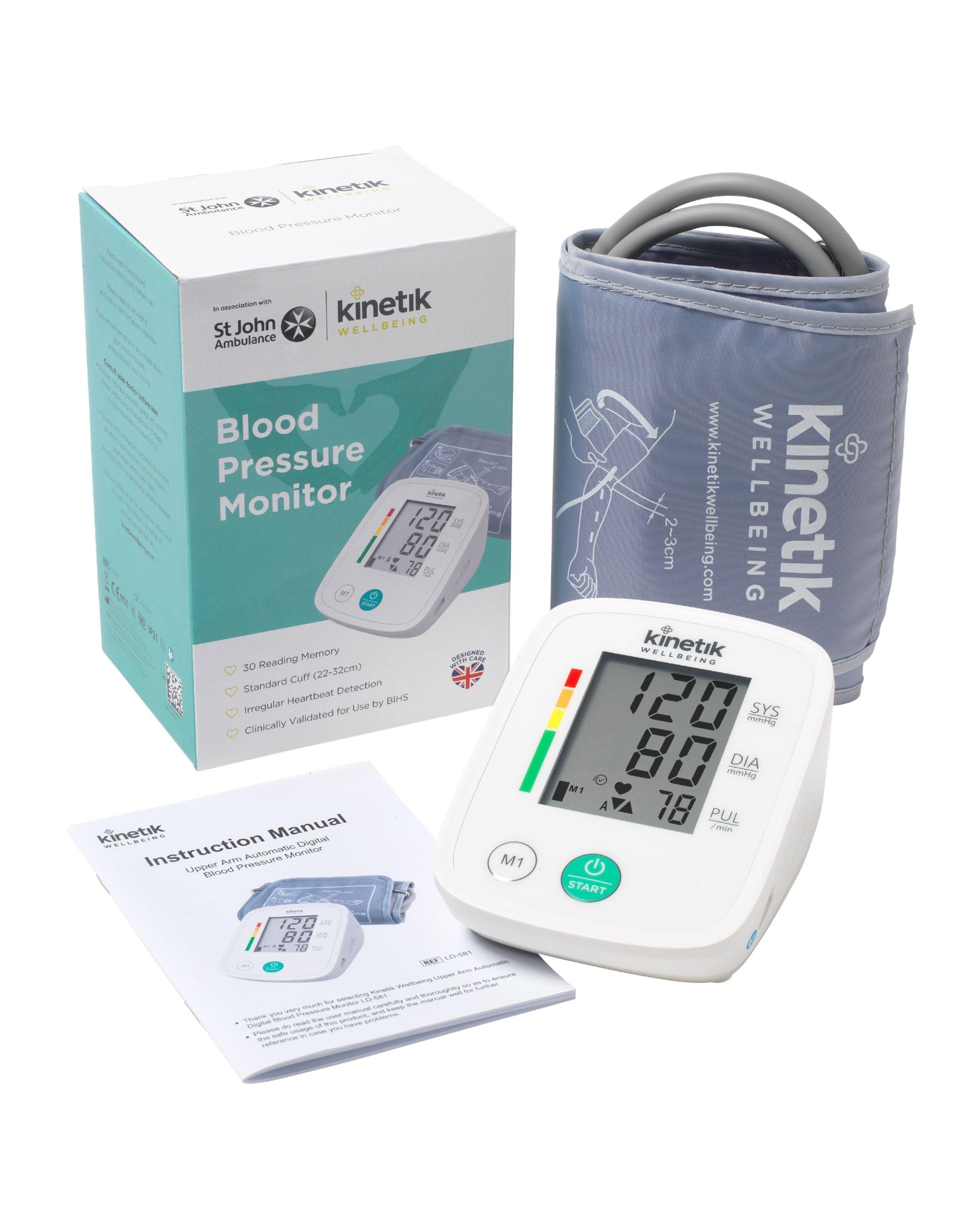 Kinetik Wellbeing Blood Pressure Monitor - Fully Automatic Upper Arm Bp Monitor