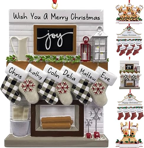 Adornos personalizados para el reto de chimenea de Navidad 2023, familia de 23456, adornos de medias de Navidad familiares con nombres, decoraciones