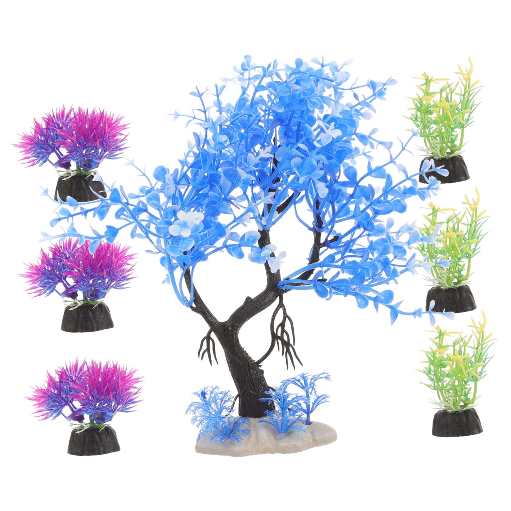 Cabilock 3 Series Decoración De De Agua Simulada. Accesorios para Peceras Decoraciones Planta De Peces Falso Decoración De Peces del Acuario El Plastico 7 Piezas*3