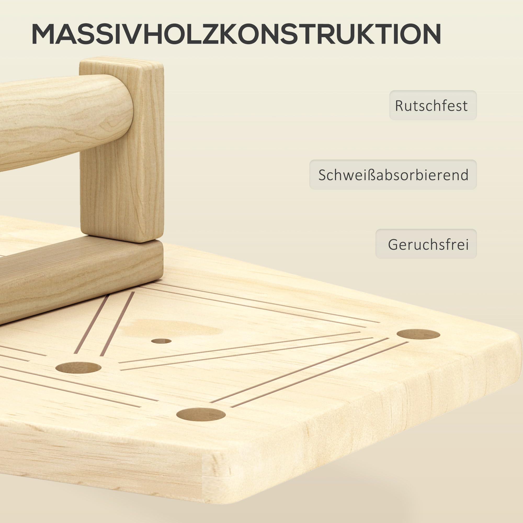 SPORTNOW Liegestützgriffe aus Holz Fitness Parallettes 11 Übungen Natur