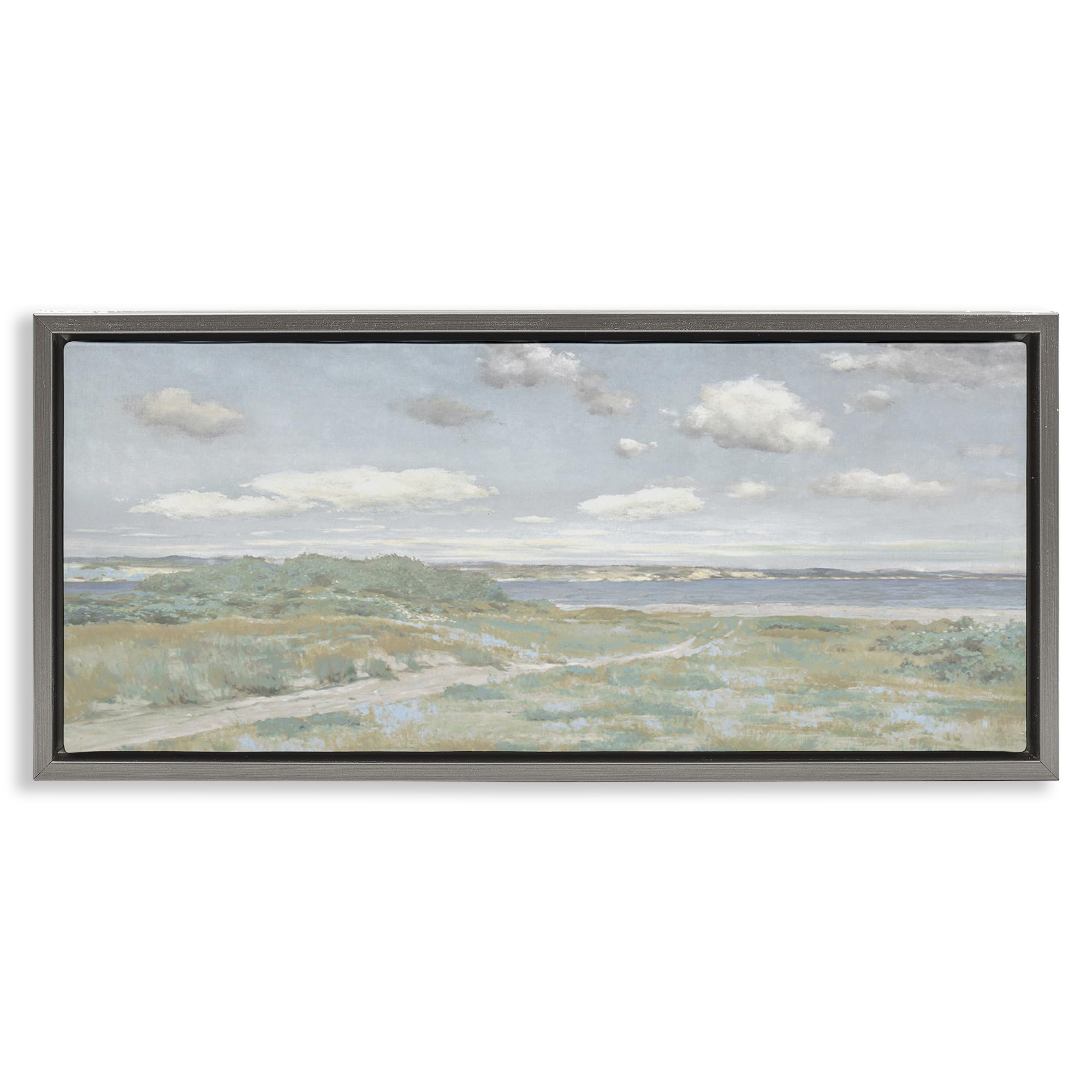 Stupell Industries 'Path To The Water', Floating Frame Canvas Art, Gray, 25 x 11 Inches, Easy to Hang and Sturdy, Made in USA, by Christy McKee