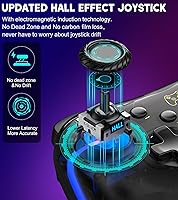 Vista 2 de Gammeefy Hall Effect Switch Controller (No Drift, No Deadzone) Compatible with SwitchLiteOLED & PCiOSAndroid, Clear RGB Lightning Switch Pro