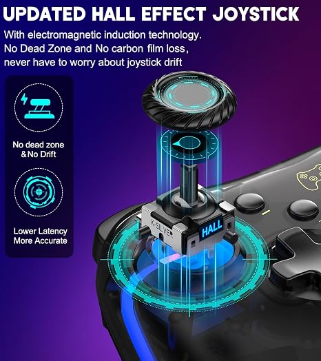 وحدة تحكم Gammeefy Switch متوافقة مع Nintendo Switch/Lite/OLED، وحدة تحكم Switch Pro مع LED للتنفس، يدعم جهاز التحكم عن بعد Switch منصات وتطبيقات متعددة مع Turbo ووظيفة الاستيقاظ