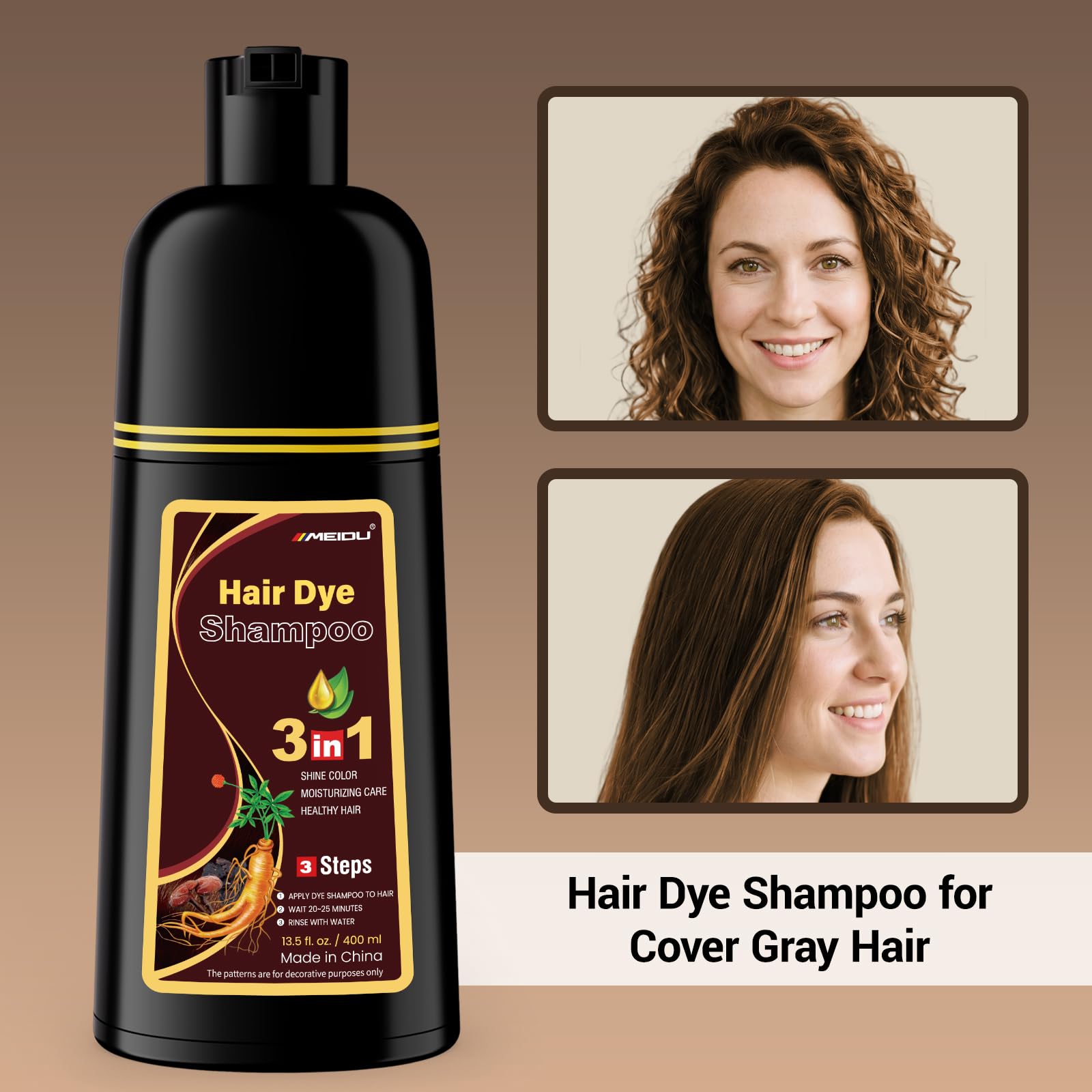 IIIMEIDU MEIDU 3-in-1 Gray Coverage Hair Dye Shampoo