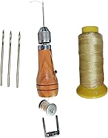 Vista 3 de Swift Stitch - Kit de punzón de costura a mano para reparación de lona de cuero, asiento (hilo beige encerado + metal)