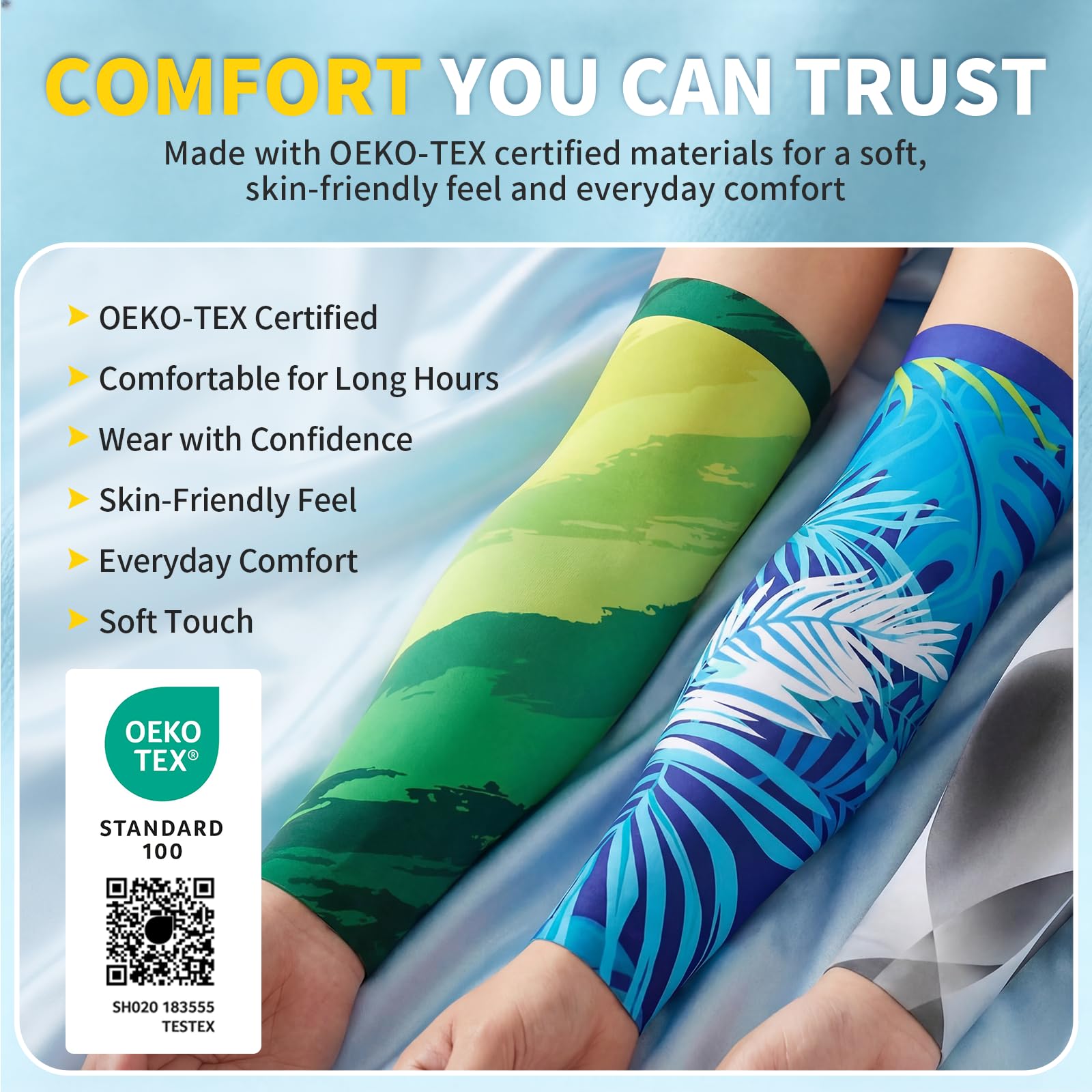 CAMBIVO Mangas para Brazos Protección UV UPF50+, Manguitos sin Costuras Elásticos para Running Ciclismo Padel