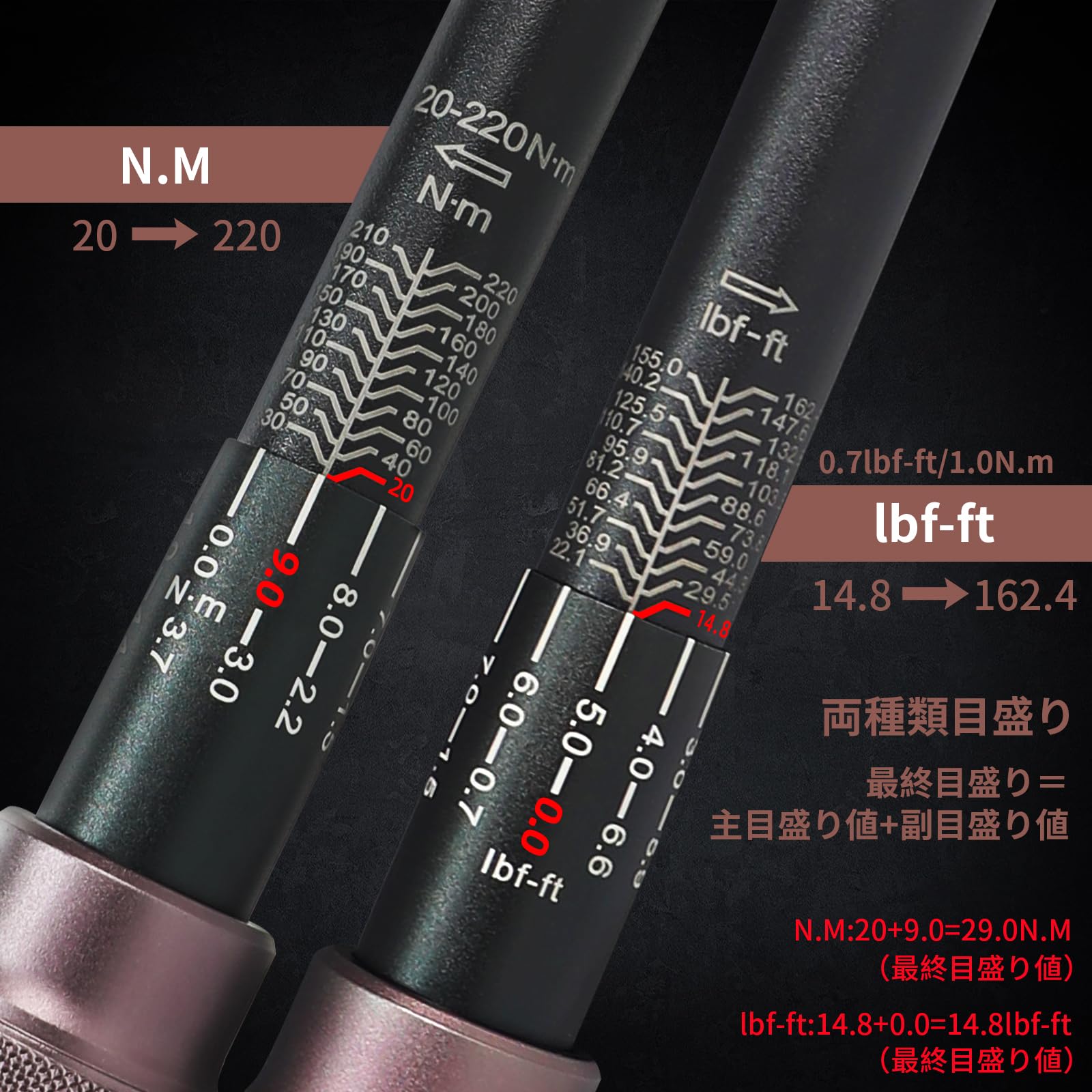 Amazon | UYECOVE トルクレンチセット 1/2インチ 20-220N.m 6点