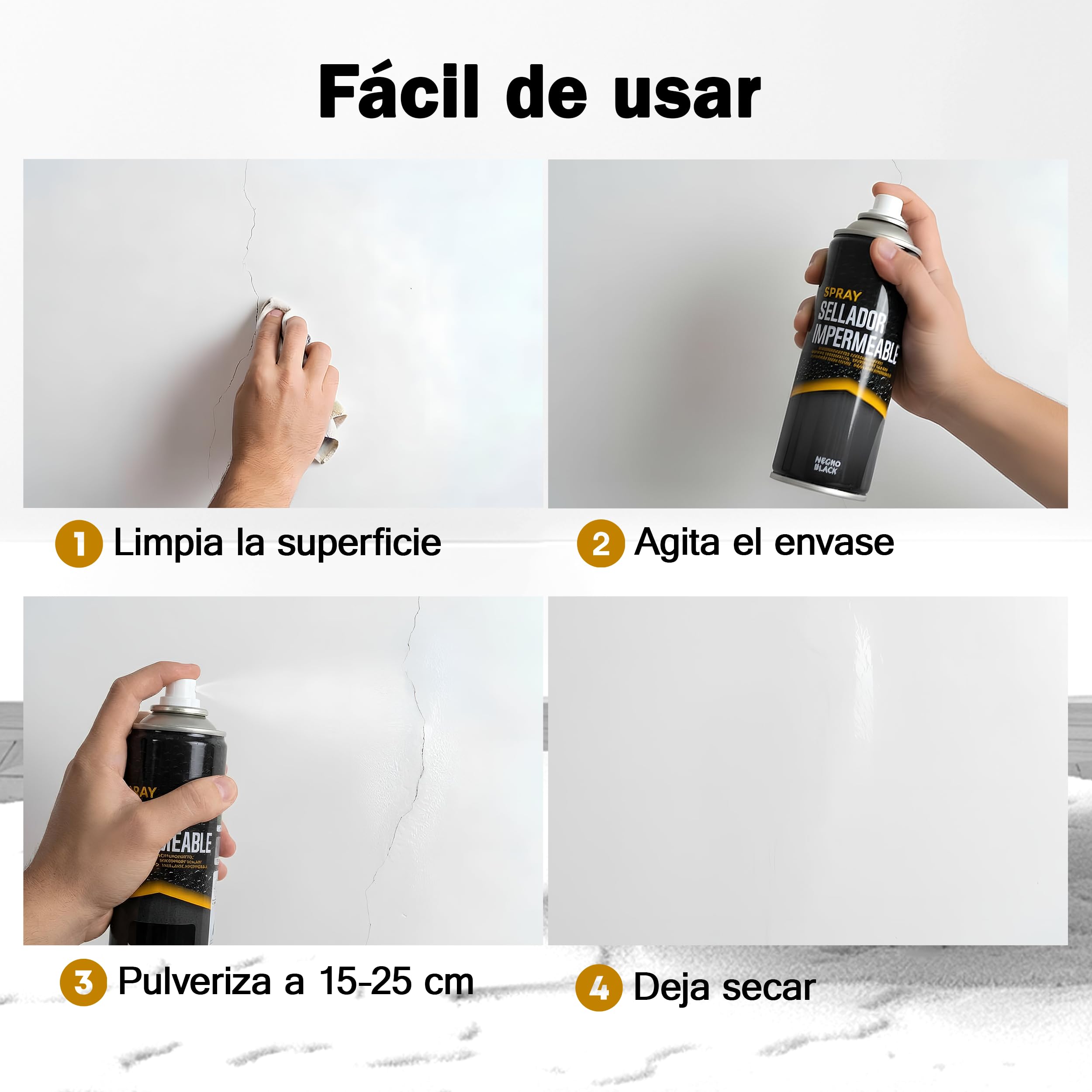 Etrexonline Spray Sellador Impermeable Blanco 400 ml, para Grietas y Fugas, Secado Rápido, Alta Adherencia, para Metal, Madera, PVC y Cemento, Uso Interior y Exterior, 4 x 400 ml