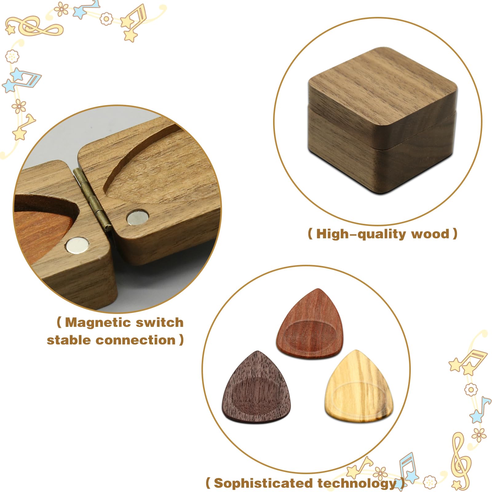 Wood Guitar Picks with Pick Box Personalized Picks Holder - Image 2