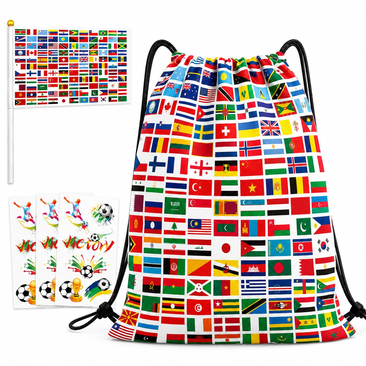 HgaftnK Football Bag Set with Hand Flag, Scotland Merchandise, Match Decorations 2026 Bunting 2026 for Fan Zone