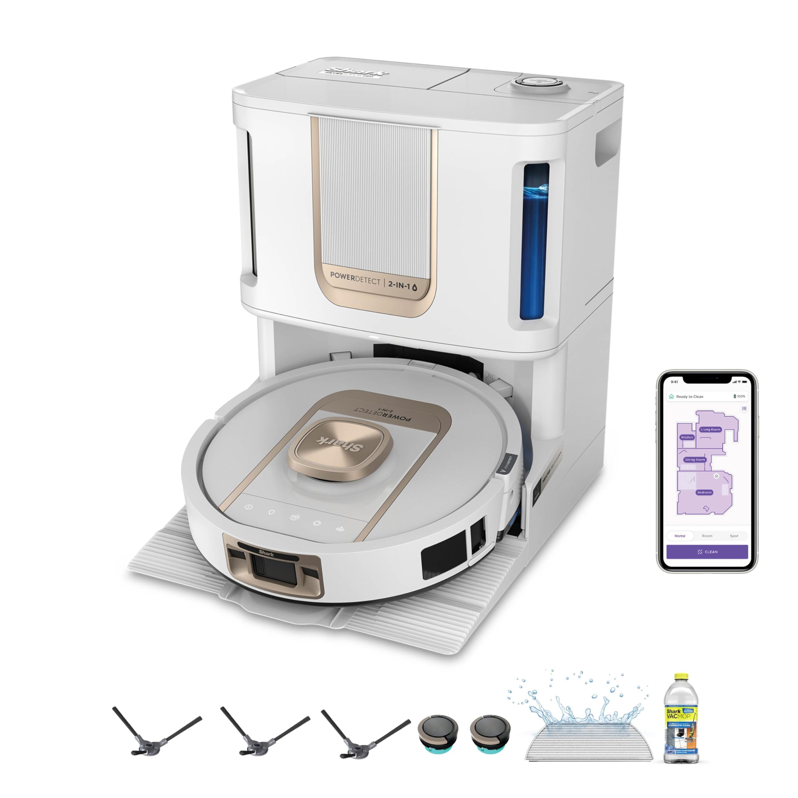 Shark ThermaCharged – Premium PowerDetect Nass- und Trocken-Saugroboter, DirtDetect, FloorDetect, automatische Reinigung, EdgeDetect, NeverStuck-Technologie, 3 Stunden ununterbrochene Reinigung