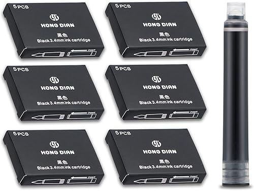 Vista 7 de HongDian - Juego de 30 cartuchos de tinta para bolígrafo estilográfico Negro