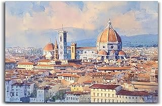 Florence Watercolor Painting Italian Cityscape Art Canvas Print Italy City Wall Art 16x24inch(40x60cm) Unframe-style