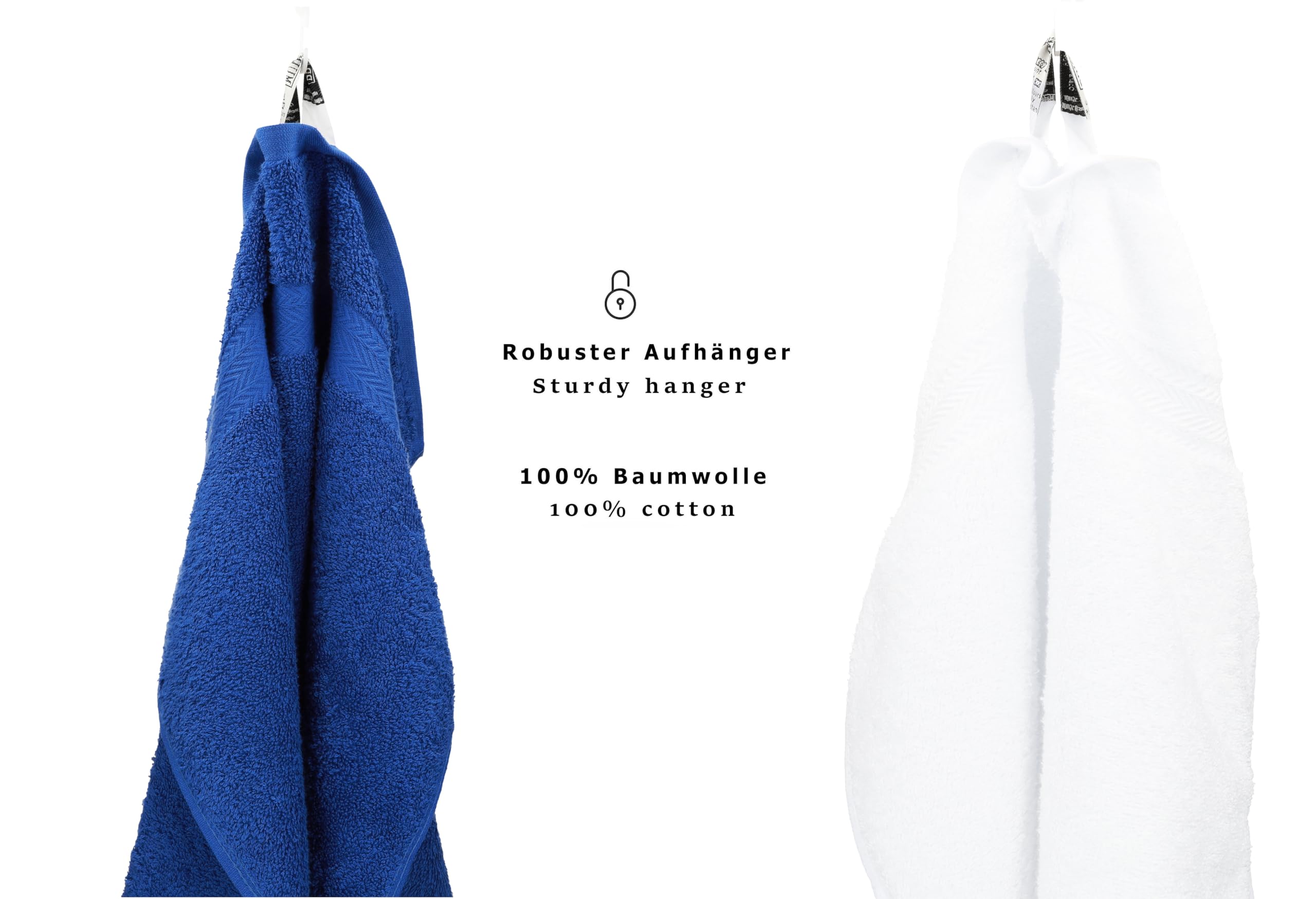 Betz Juego de 10 Toallas Classic 100% algodón 2 Toallas de baño 4 Toallas 2 Toallas de Mano 2 Toallas Cara de Color Blanco y Azul