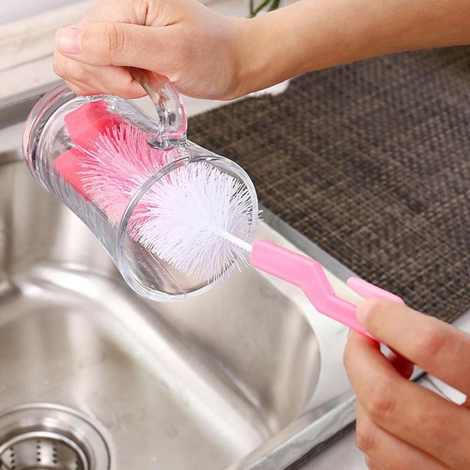 Flaschenbürste mit langem Griff, Flaschenwaschmaschine, Geschirrspülbürste, Flexible Wasserflaschenbürste zum Reinigen, Schwammbürste für Tassen