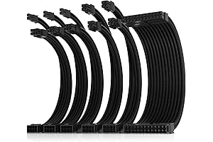 AsiaHorse Dual EPS Black Sleeved 30cm Power Supply Cable Extensions