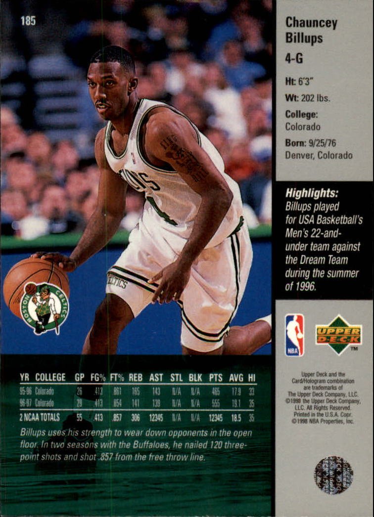 Amazon.com: 1997 Upper Deck Basketball Rookie Card (1997-98) #185