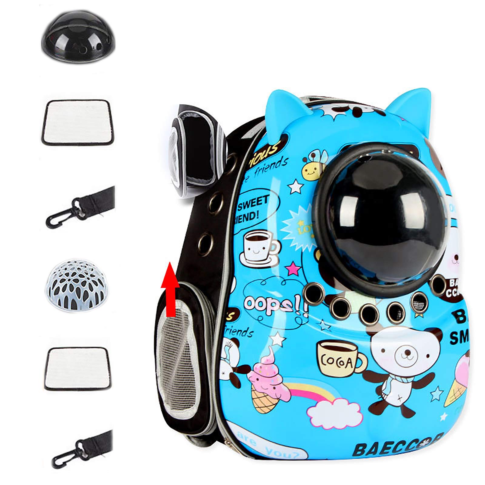 Sac à dos de chat capsule au design transparent et finitions imperméables B