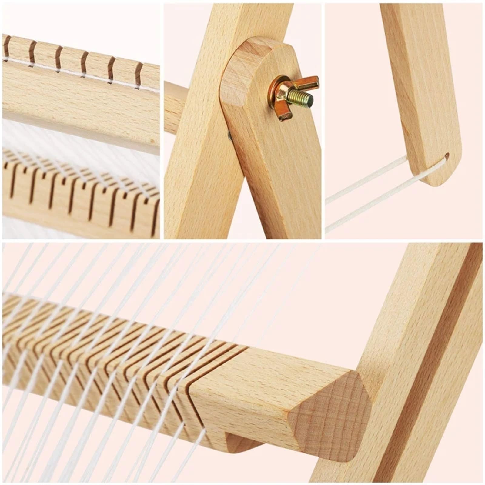 Telar para Principiantes Telar de madera con soporte, kit telares for múltiples manualidades, marco telar, tapicería haya, bricolaje creativo