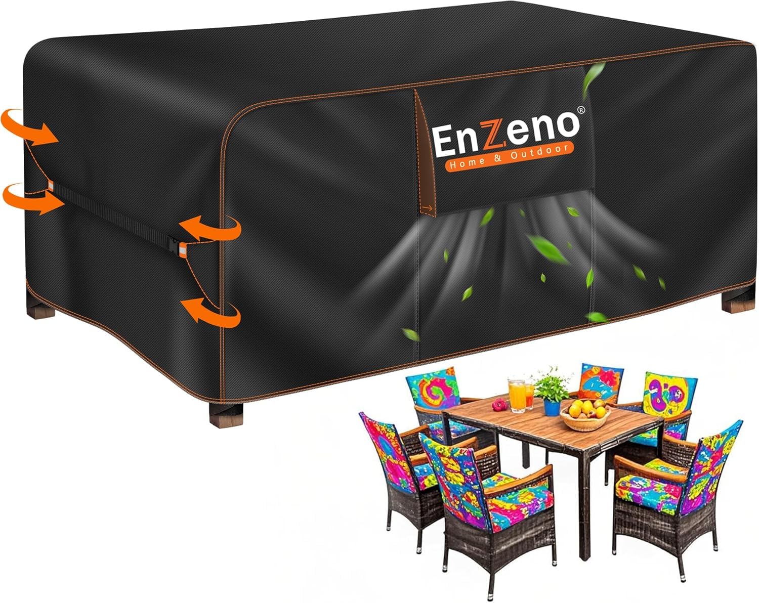 Enzeno Garden Furniture Cover Round Waterproof, Garden Table Covers with Air Vent, Round Patio Furniture Cover 420D Oxford Cloth Patio Outdoor Circular Table Covers Windproof (190x80cm) — view 11