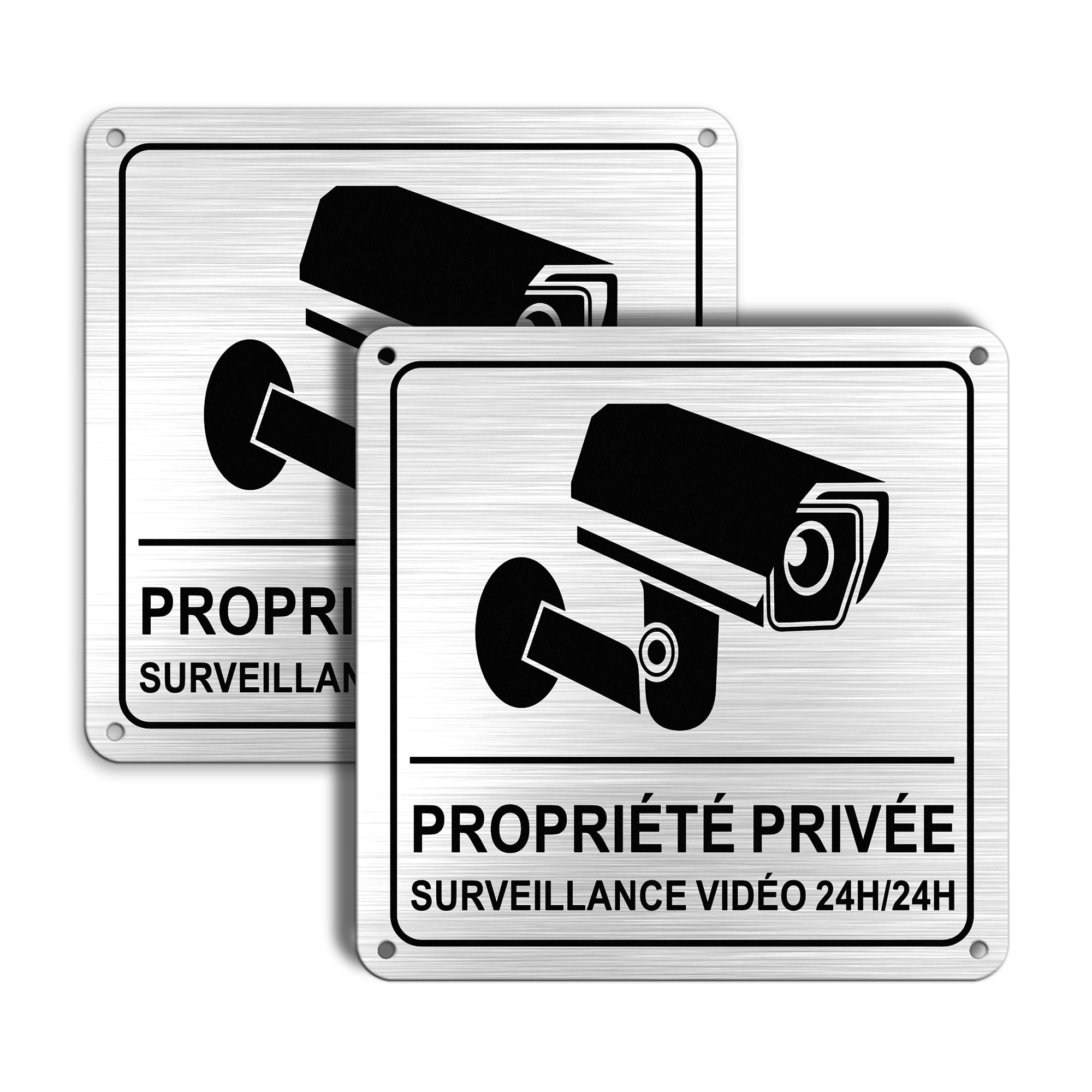 Panneau Propriété Privée Sous Alarme Vidéo Surveillance 24H -24-210X300 Mm, Aluminium Dibond 3Mm