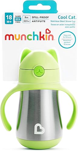 Miniatura 17 de Munchkin - Vaso de popote de acero inoxidable con diseño de gato, 236 ml, Total 1, Azul Azul,Rosa,Púrpura,Verde,https://www.amazon.com/dp/undefined