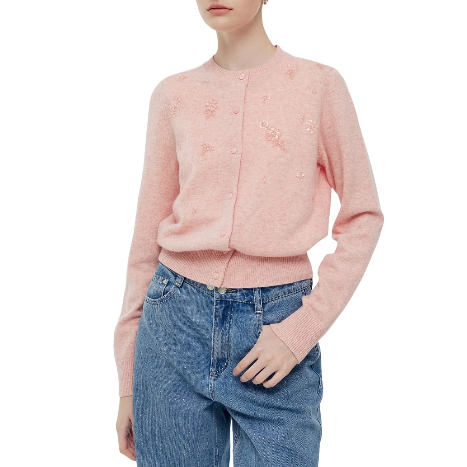 GOELIA Women Wool Blend Lightweight Fall Spring Business Casual Cardigan Sweaters Solid Long Sleeve Knitted Cardigan Top