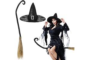 Hercicy 2 Pack Halloween Witch Broom Hat Set: Your Enchanting Costume Companion