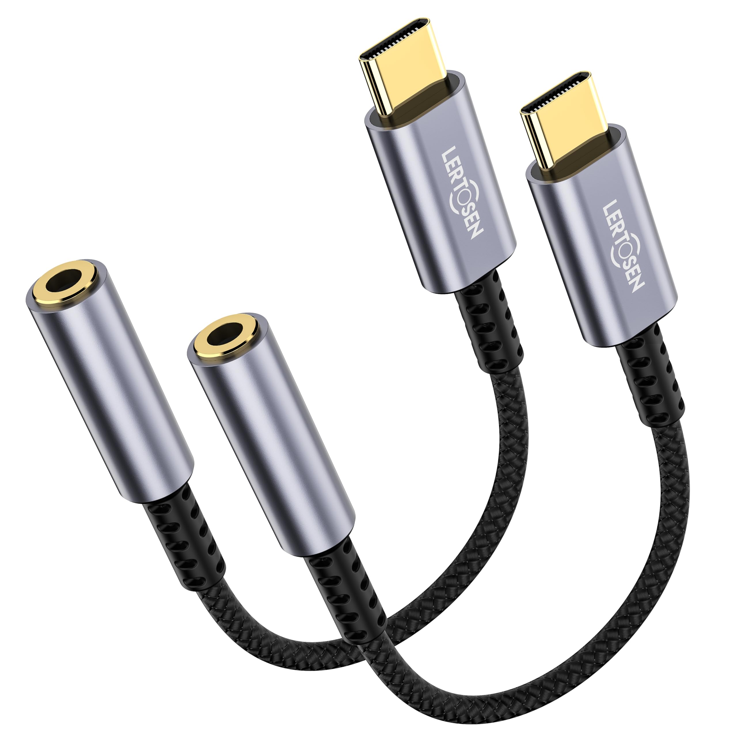 2 Pack USB C to 3.5mm Headphone Jack Adapter – HiFi Audio Dongle, Type C to Aux Female Cable Cord Compatible with iPhone 17/16/15 Pro Max, Samsung S25/S24/S23, iPad Pro, Pixel, MacBook