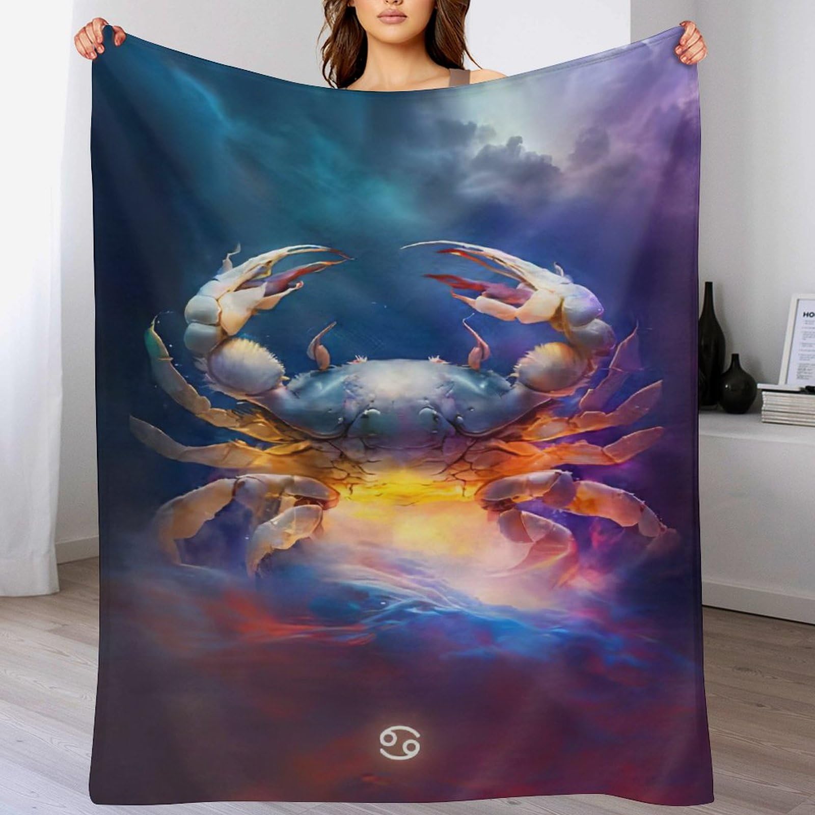 Couverture canapé crabe en flannel douce et chaude de 130x150cm pour maison et voyage
